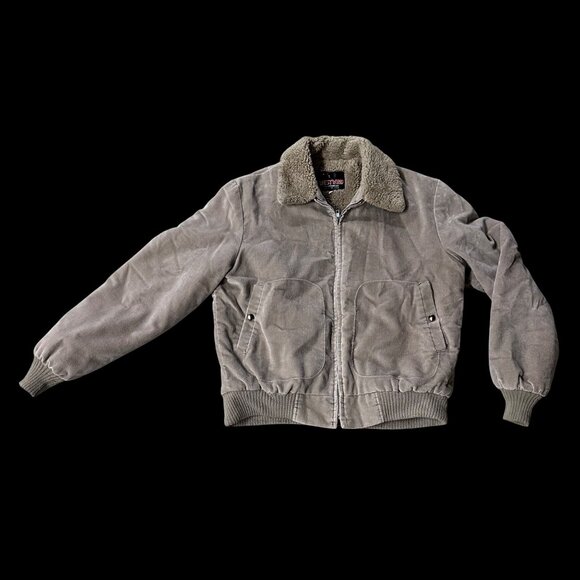 Vintage Bomber Jacket Coat Taupe Gray Westwind USA Size Large 80s Faux Shearling - Picture 2 of 10